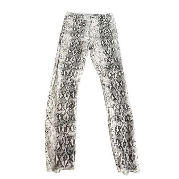 Zara Snake Pattern Skinny Jeans White Black Size 4 - Picture 7 of 7